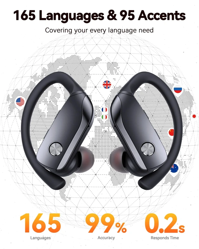 Alt view image 2 of 5 - bmani Ear Buds Wireless Earbuds Bluetooth Headphones with 80H Playtime LED Display Case, Over-Ear Hook with Mic, Stereo Sound, Easy Button Controls, Sports Earphones for Running Workout Gym Bla