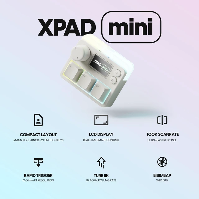 Alt view image 2 of 5 - Pulsar Gaming Gears Pulsar Lab XPAD Mini 3-Key OSU Gaming Keypad, White