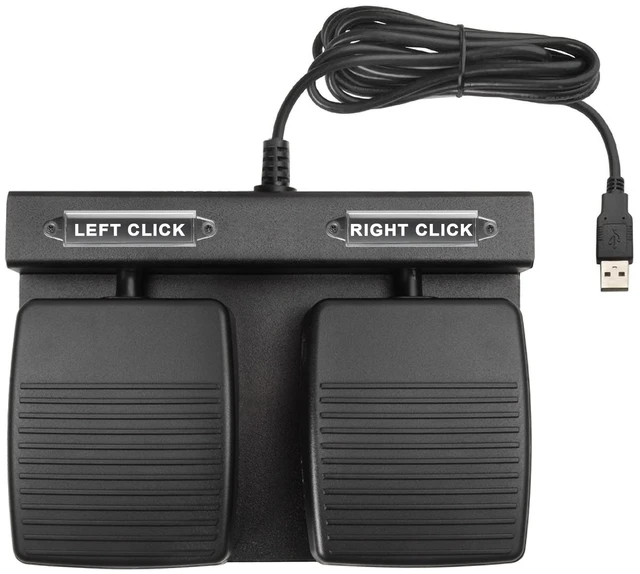 Main image of ECS USB Dual Foot Pedal - Left & Right Mouse Click, Presentations, Ergonomic Design, Heavy Duty Metal Base, Plug & Play, Compatible with Windows/Mac, Free Your Hands, No Batteries Required