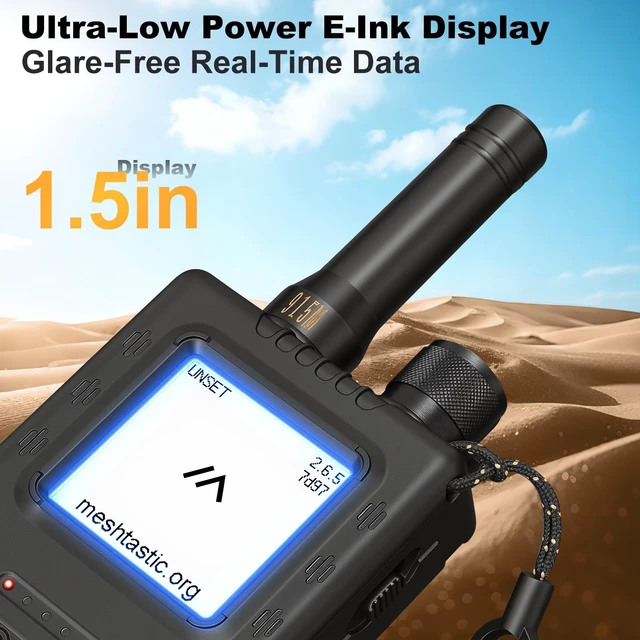 Alt view image 4 of 5 - ThinkNode M1 LoRa Meshtastic Device Pre-Installed Firmware Integrated Design with GPS Bluetooth SX1262 nRF52840 1.54" E-Ink Display 1200mAh Battery 915MHz Antenna for Wireless Communication