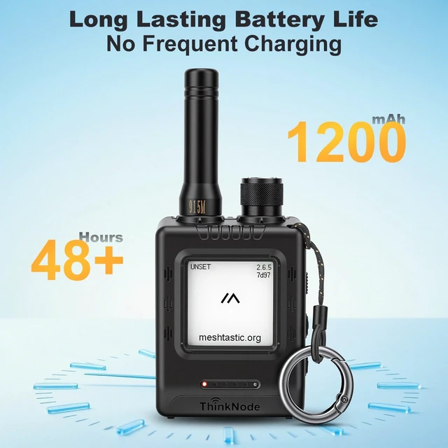 Alt view image 3 of 5 - ThinkNode M1 LoRa Meshtastic Device Pre-Installed Firmware Integrated Design with GPS Bluetooth SX1262 nRF52840 1.54" E-Ink Display 1200mAh Battery 915MHz Antenna for Wireless Communication