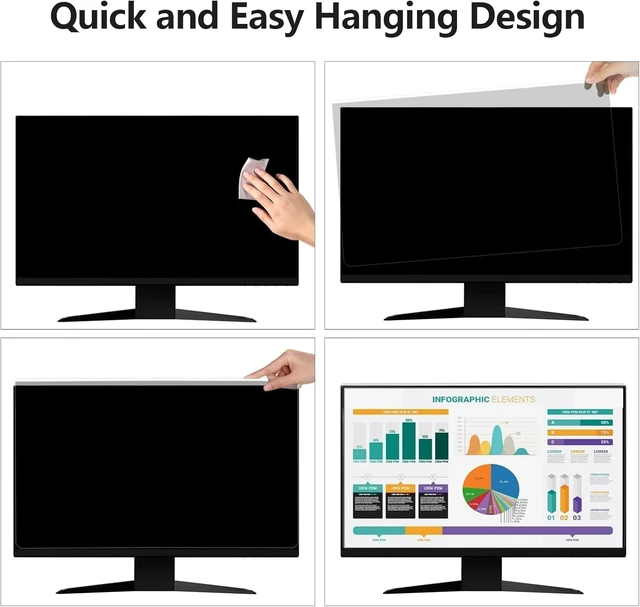 Alt view image 5 of 5 - Pozlle 2 Pack Hanging Computer Privacy Screen Shield Compatible for 26/27 Inch 16:9