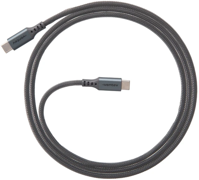 Main image of Ventev USB C to USB C High-Speed Ultra Durable Alloy Cable for iPhone 15-17, Samsung, Pixel, Android Phones and More Devices (4 Foot, Gray)