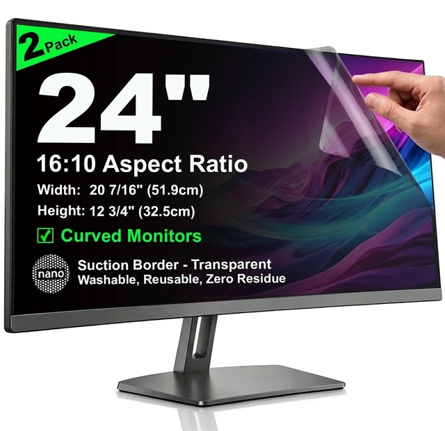 Main image of 2 Pack Nano Suction Border Privacy Screen for 24 Inch Computer Monitor