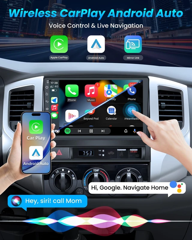 Alt view image 2 of 5 - Jufodrca Car Radio Stereo for Toyota Tacoma 2005-2015 Carplay 2+64G 9'Inch