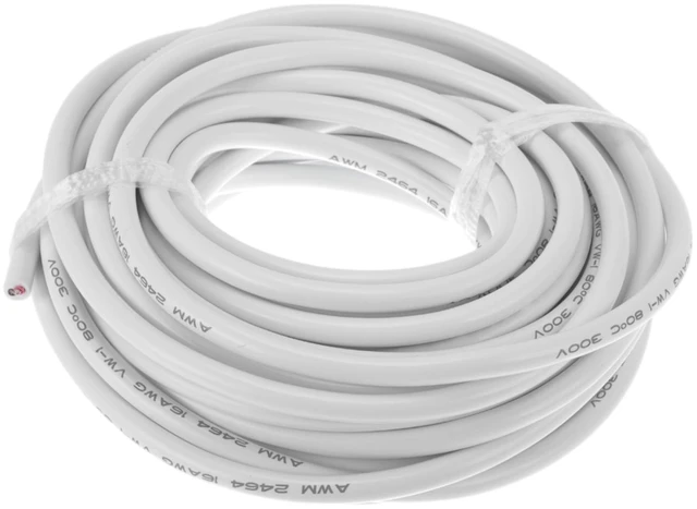 Main image of Hihaha Electrical Ground Wire Automotive Power Wire 33FT White TC 1 Pcs 16AWG 2 Conductor Fully Insulated& Soft Touch Jacket Universal