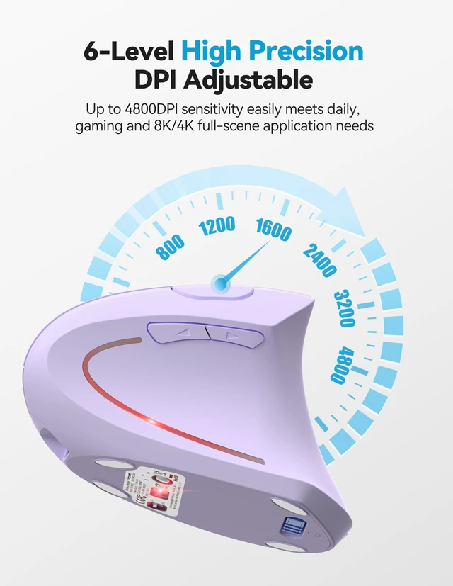 Alt view image 4 of 5 - TECKNET Ergonomic Mouse Wireless, Rechargeable Vertical Mice Right Hand