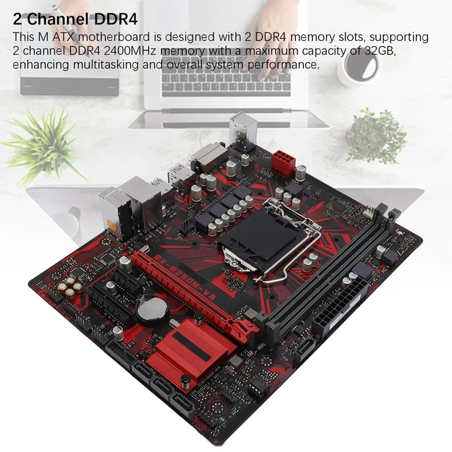 Alt view image 2 of 5 - XUMIUZIY B250M V3 Desktop Motherboard, M ATX 2 DDR4 DIMM Slot for LGA 1151 7th 6th Gen Core i7 i5 i3 14nm CPU Processor, with PCI E 3.0, DVI Output, ALC887 8 Channel Sound Chip