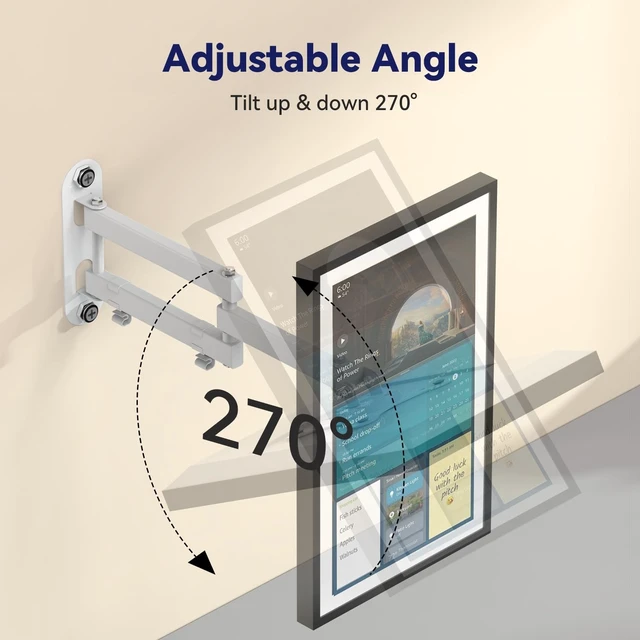 Alt view image 4 of 5 - WAWXH1314 Adjustable Wall Mount for Echo Show 15, Horizontal & Vertical