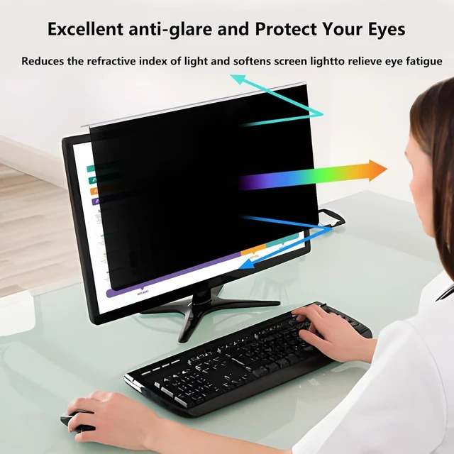 Alt view image 4 of 5 - Hanging Computer Privacy Screen Protector Shield Compatible for 26/27 Inch