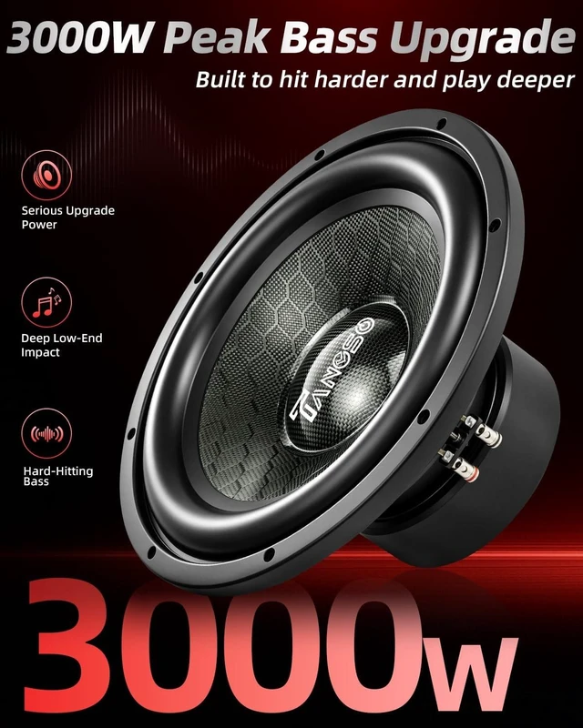 Alt view image 2 of 5 - TANVSO CarbonForce 12 Inch Subwoofer, 3000W Peak 4 Ohm Car Subwoofer