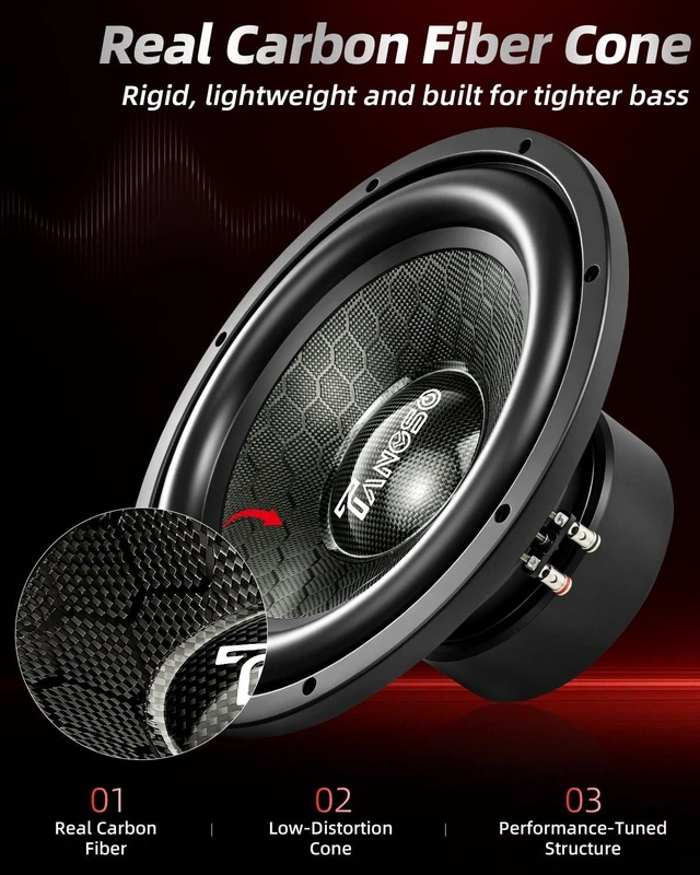Alt view image 4 of 5 - TANVSO CarbonForce 12 Inch Subwoofer, 3000W Peak 4 Ohm Car Subwoofer