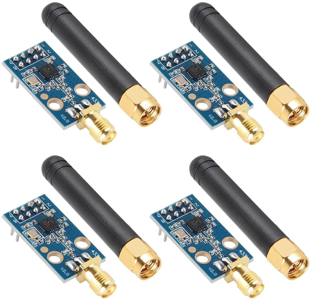 Main image of 4Set CC1101 433MHz Wireless Transceiver Module with SMA Antenna Supports 315/868/915MHz Frequency Bands, High Sensitivity RF Module for IoT and RF Projects