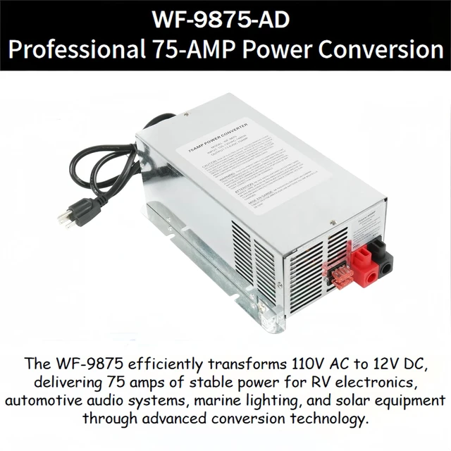 Alt view image 3 of 5 - WF-9875 75 Amp RV Power Converter - Deck Mount Three-Stage Power Converter