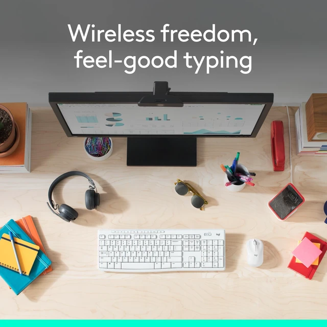 Alt view image 2 of 5 - Logitech MK270 Full Size Wireless Keyboard and Mouse Combo - Off White