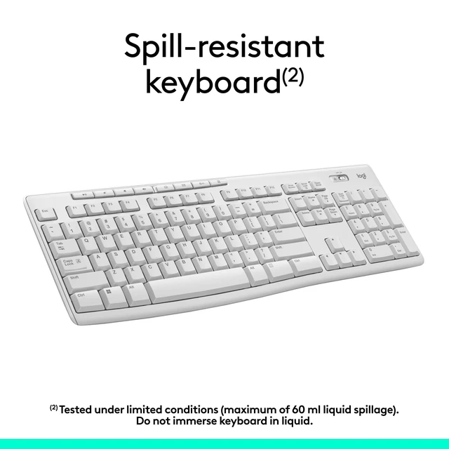 Alt view image 4 of 5 - Logitech MK270 Full Size Wireless Keyboard and Mouse Combo - Off White