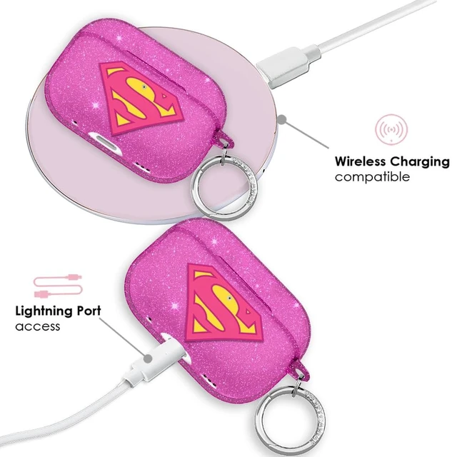 Alt view image 5 of 5 - Velvet Caviar Compatible with AirPods Pro Case 2nd and 1st Generation - Cute Protective Hard Cover for Women - Supergirl Purple Stardust Glitter