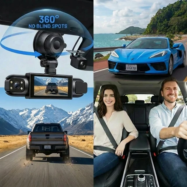 Alt view image 2 of 5 - Dash Cam Front and Rear Inside,4 Channel,IR Night Vision for Driver (Grey)