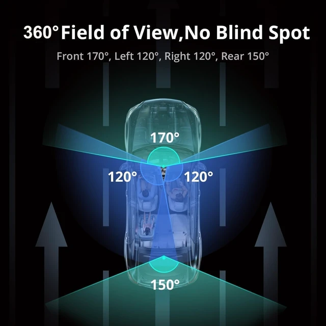 Alt view image 3 of 5 - Dash Cam Front and Rear Inside,4 Channel,IR Night Vision for Driver (Grey)