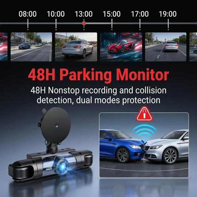Alt view image 5 of 5 - Dash Cam Front and Rear Inside,4 Channel,IR Night Vision for Driver (Grey)