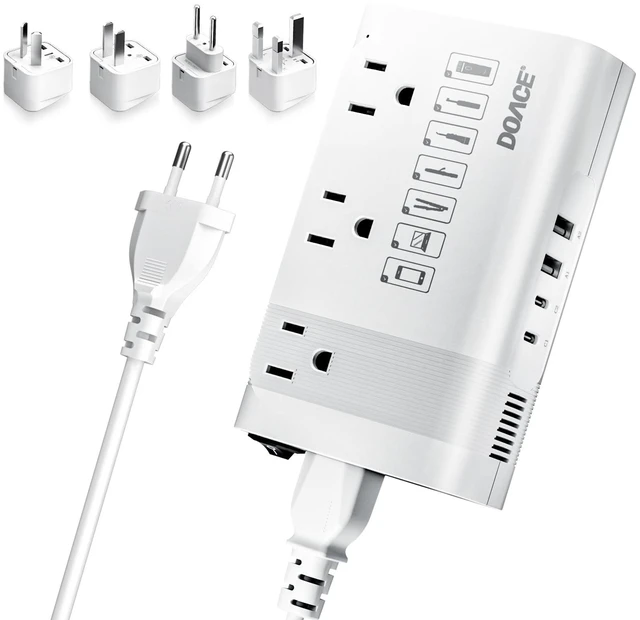 Main image of DOACE 220V to 110V Converter for European Travel - 350W Voltage Converter US to Europe with 4 QC+PD Chargers for Using U.S. Devices Abroad - Hair Straightener Shaver Toothbrush Laptop Camera Phone