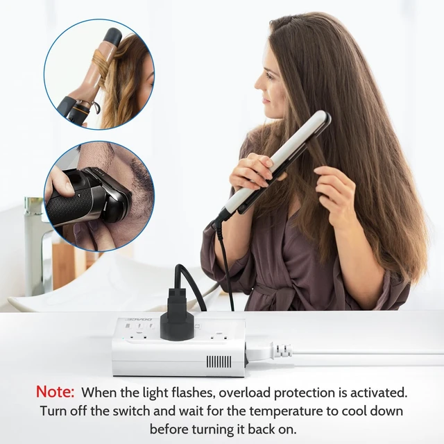 Alt view image 5 of 5 - DOACE 220V to 110V Converter for European Travel - 350W Voltage Converter US to Europe with 4 QC+PD Chargers for Using U.S. Devices Abroad - Hair Straightener Shaver Toothbrush Laptop Camera Phone