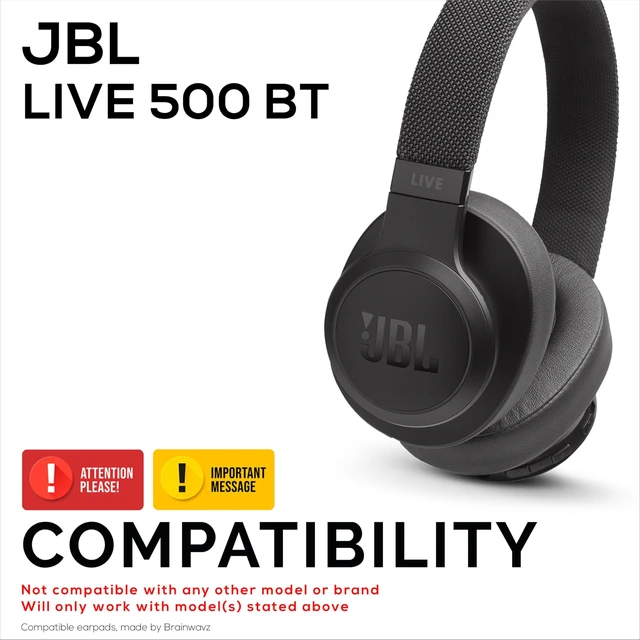 Alt view image 2 of 5 - Hybrid Earpads for JBL Live 500BT Headphones, Cool Gel, Super Soft Fabric, PU Leather & Thicker Memory Foam for Additional Comfort, by Brainwavz
