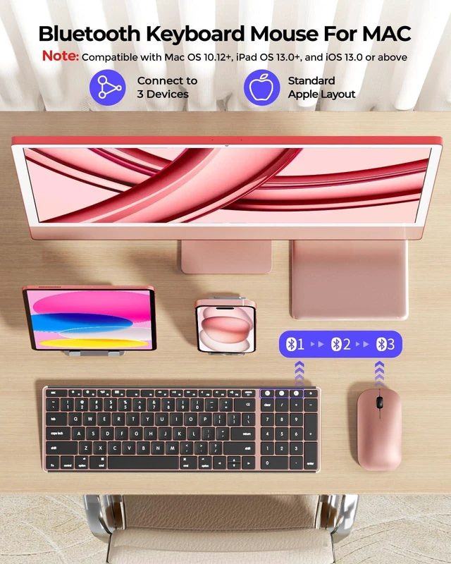 Alt view image 2 of 5 - seenda SKM64-2 Bluetooth Keyboard and Mouse Combo for Mac, MacBook and iPad