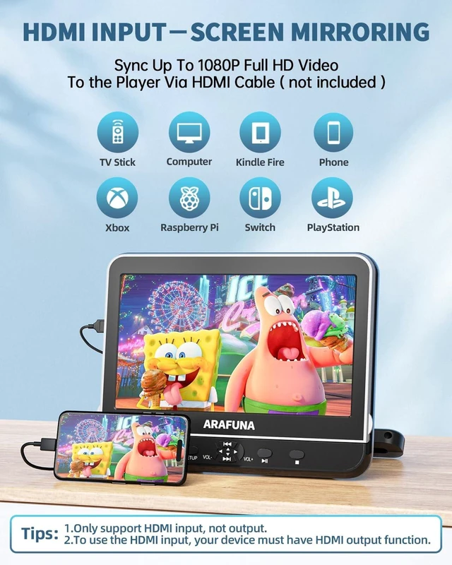 Alt view image 3 of 5 - Arafuna 10.5'' Dual Screen Portable DVD Player for Car Headrest