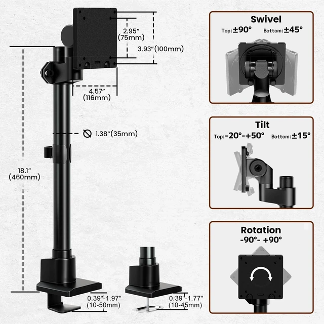 Alt view image 5 of 5 - 24-57'' Ultrawide Monitor Desk Mount, Aluminum Heavy Duty Monitor Arm