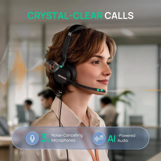 Alt view image 2 of 5 - Yealink UH46 PC Headset with Mic Noise Cancelling Wired Headset USB-C/A