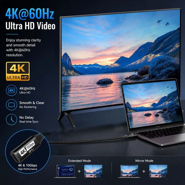 Alt view image 3 of 5 - URELEGAN USB C Extension Cable 6FT 5-Pack (100W/10Gbps/4K@60Hz)