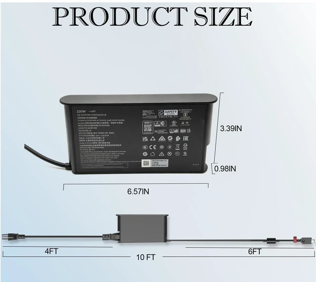 Alt view image 4 of 5 - 230W Slim Tip Charger fit for Lenovo Legion 5 7 5P C7 S7 ADL230NLC3A