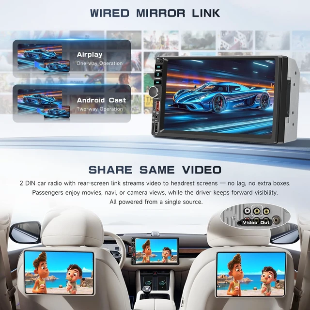 Alt view image 2 of 5 - 7 Inch Double Din Car Stereo Touch Screen Bluetooth Car Radio