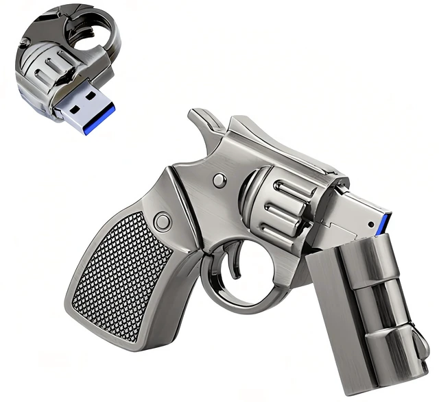 Main image of WooTeck 128GB Metal Revolver Gun USB 3.0 Flash Drive Livid