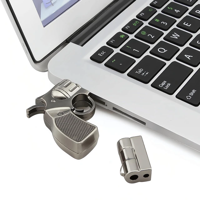 Alt view image 5 of 5 - WooTeck 128GB Metal Revolver Gun USB 3.0 Flash Drive Livid