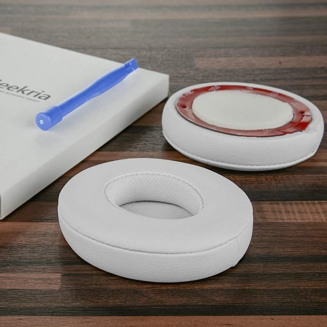 Alt view image 4 of 5 - Geekria Replacement Ear Pads for Beats Solo 2 (B0534) & Solo 3 (A1796) Wireless On-Ear Headphones Ear Cushions, Repair Parts (White)