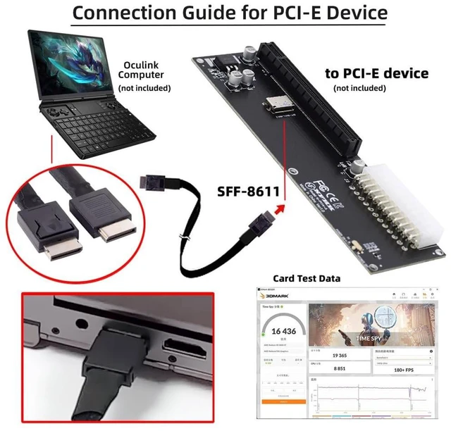Alt view image 3 of 5 - xiwai OCuLink SFF-8611 4i to SFF-8611 PCI-Express Data Active Cable 100cm