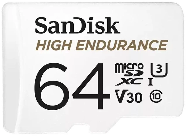 Main image of SANDISK 64GB High Endurance Video microSDXC Card with Adapter for dash cam and home monitoring systems - C10, U3, V30, 4K UHD, Micro SD Card - SDSQQNR-064G-GN6IA
