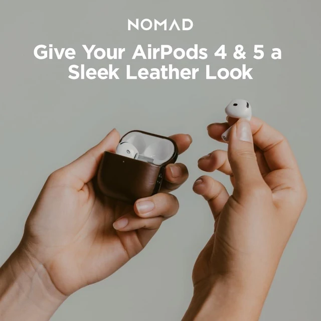 Alt view image 5 of 5 - Nomad Airpods 4 Case in Brown Nomad Leather, AirPods 4 Cover, Compatible with New AirPods 5, Qi and MagSafe Charging Compatible, AirPods 4 and 5 Leather Case