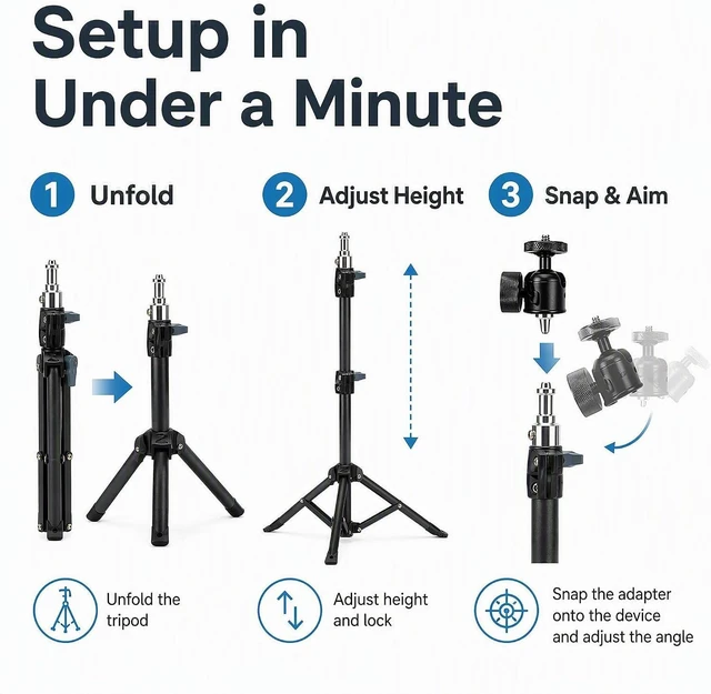 Alt view image 2 of 5 - WODHMIEY Starlink Mini Tripod Mount Adjustable Height Mini Tripod