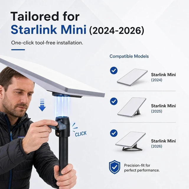 Alt view image 3 of 5 - WODHMIEY Starlink Mini Tripod Mount Adjustable Height Mini Tripod