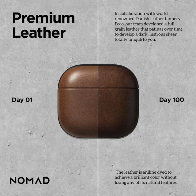 Alt view image 3 of 5 - Nomad Airpods 4 Case in Brown Nomad Leather, AirPods 4 Cover, Compatible with New AirPods 5, Qi and MagSafe Charging Compatible, AirPods 4 and 5 Leather Case