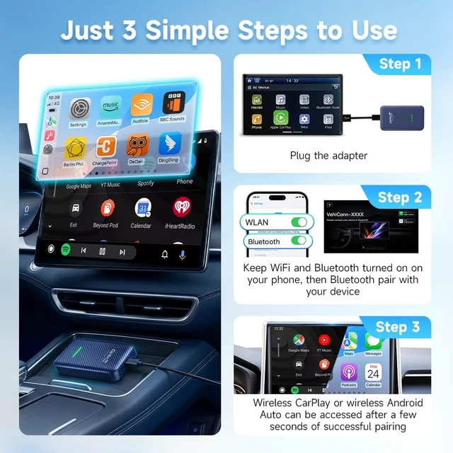 Alt view image 5 of 5 - Carlinkit 4.0 Wireless CarPlay & Android Auto Adapter for OEM Wired CarPlay