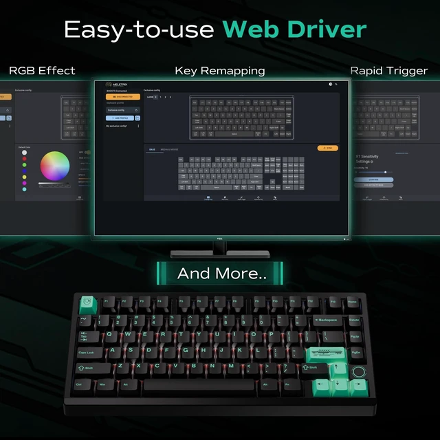 Alt view image 3 of 5 - OOCTPK Chilkey BOOG75 Mechanical Keyboard, Prebuilt Custom Keyboard 75% Wired Gaming Keyboard with Magnetic Hall Sensor Switches, Full Aluminum Case, Hot Swappable, RGB, Cherry Keycap Profile, PC/Mac