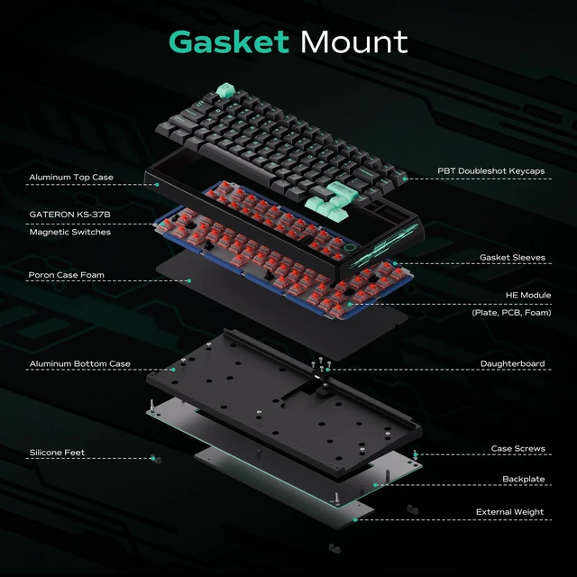 Alt view image 5 of 5 - OOCTPK Chilkey BOOG75 Mechanical Keyboard, Prebuilt Custom Keyboard 75% Wired Gaming Keyboard with Magnetic Hall Sensor Switches, Full Aluminum Case, Hot Swappable, RGB, Cherry Keycap Profile, PC/Mac