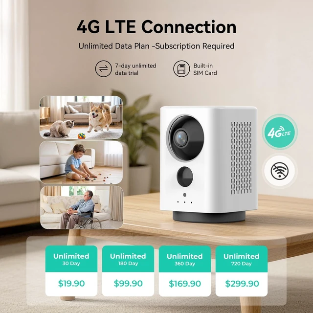 Alt view image 2 of 5 - LIWAN 4G LTE Cellular Security Camera Indoor Wireless 2K, No WiFi, Portable