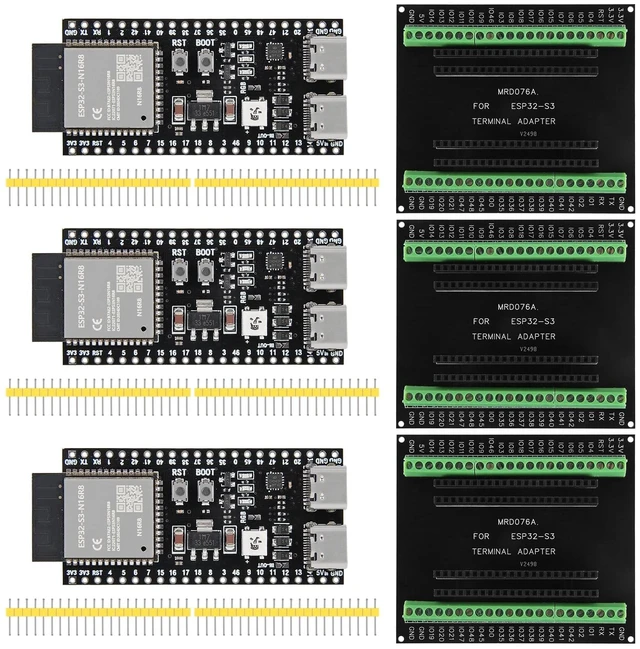 Main image of 3Set ESP32-S3 N16R8 Kit with 16MB Flash 8MB PSRAM ESP32 S3 Expansion Boards Terminals Compatible with Arduino IDE MicroPython