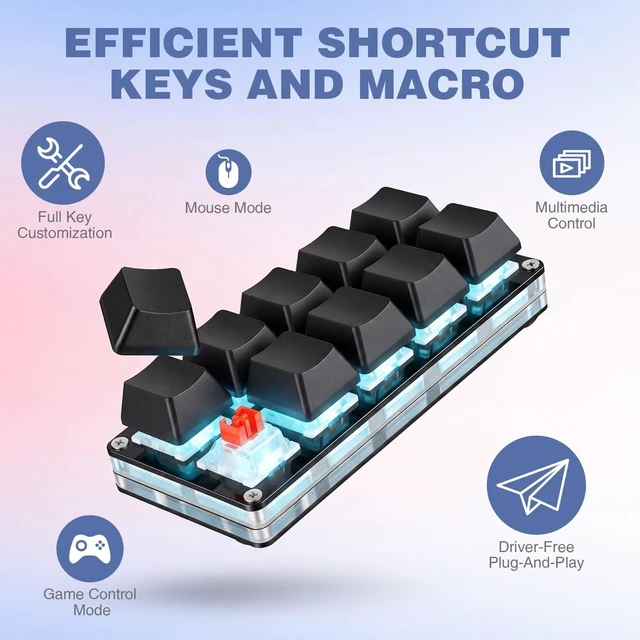 Alt view image 4 of 5 - Mini 10-Key Programmable Keyboard with Hotswappable Mechanical Switches
