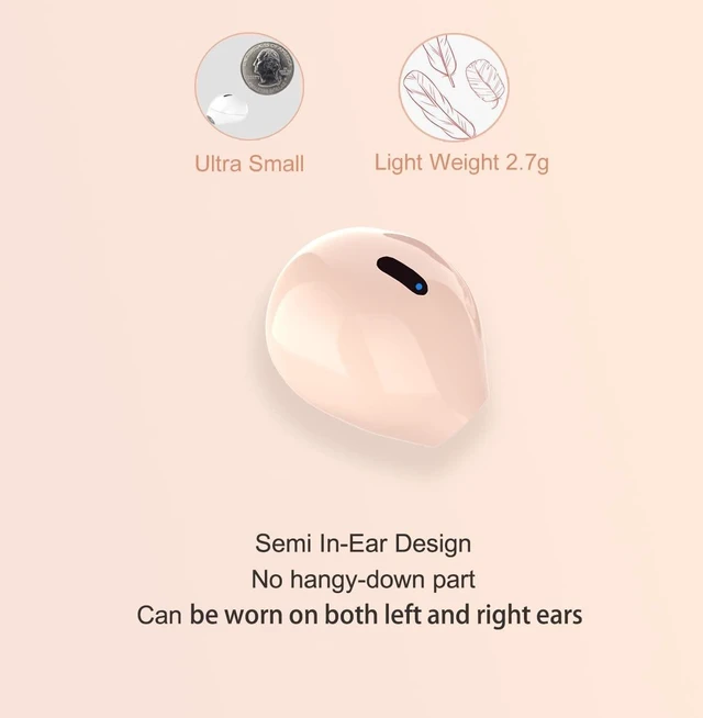 Alt view image 2 of 5 - eleror Invisible Mini Wireless Bluetooth Single Earbuds, Small Semi in-Ear Earbuds for Work & Daily Use, Touch Control, Lightweight for Music & Audiobooks